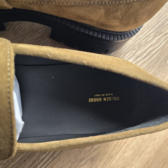 NWT Golden Goose Olive Suede Penny Loafers with Black Lug Sole - Picture 7 of 10